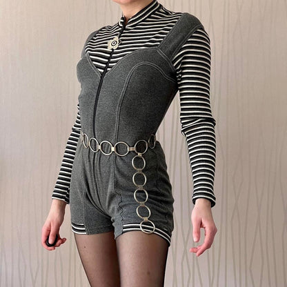 90s / Y2K Cop Copine Zip-Front Romper – Old Label