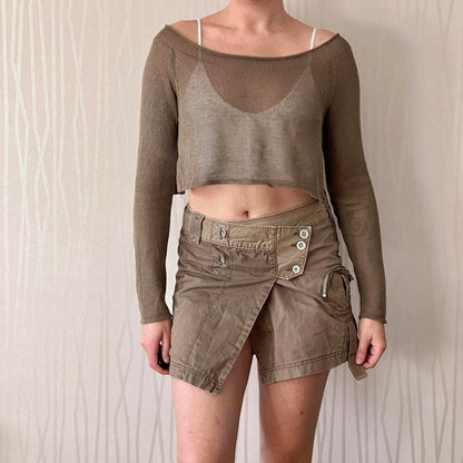 Y2K Miss Sixty Asymmetrical Wrap Mini Skirt – Cargo Pocket Detail