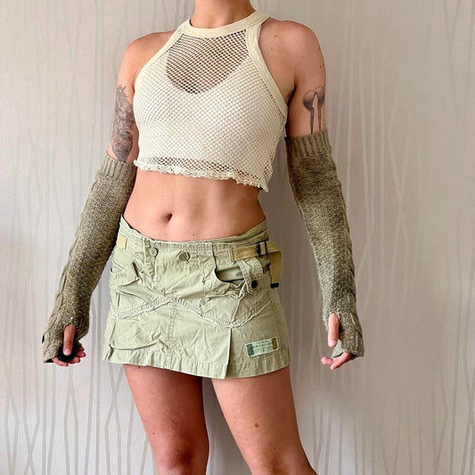 Vintage Diesel Cargo Skirt Y2K Cyber Techwear Utility Gorpcore Distressed Deconstructed Micro Mini Skirt