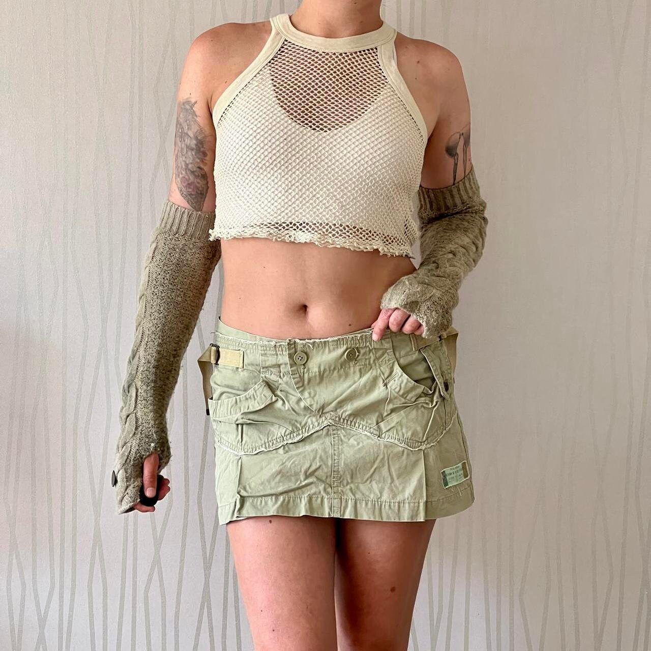 Vintage Diesel Cargo Skirt Y2K Cyber Techwear Utility Gorpcore Distressed Deconstructed Micro Mini Skirt