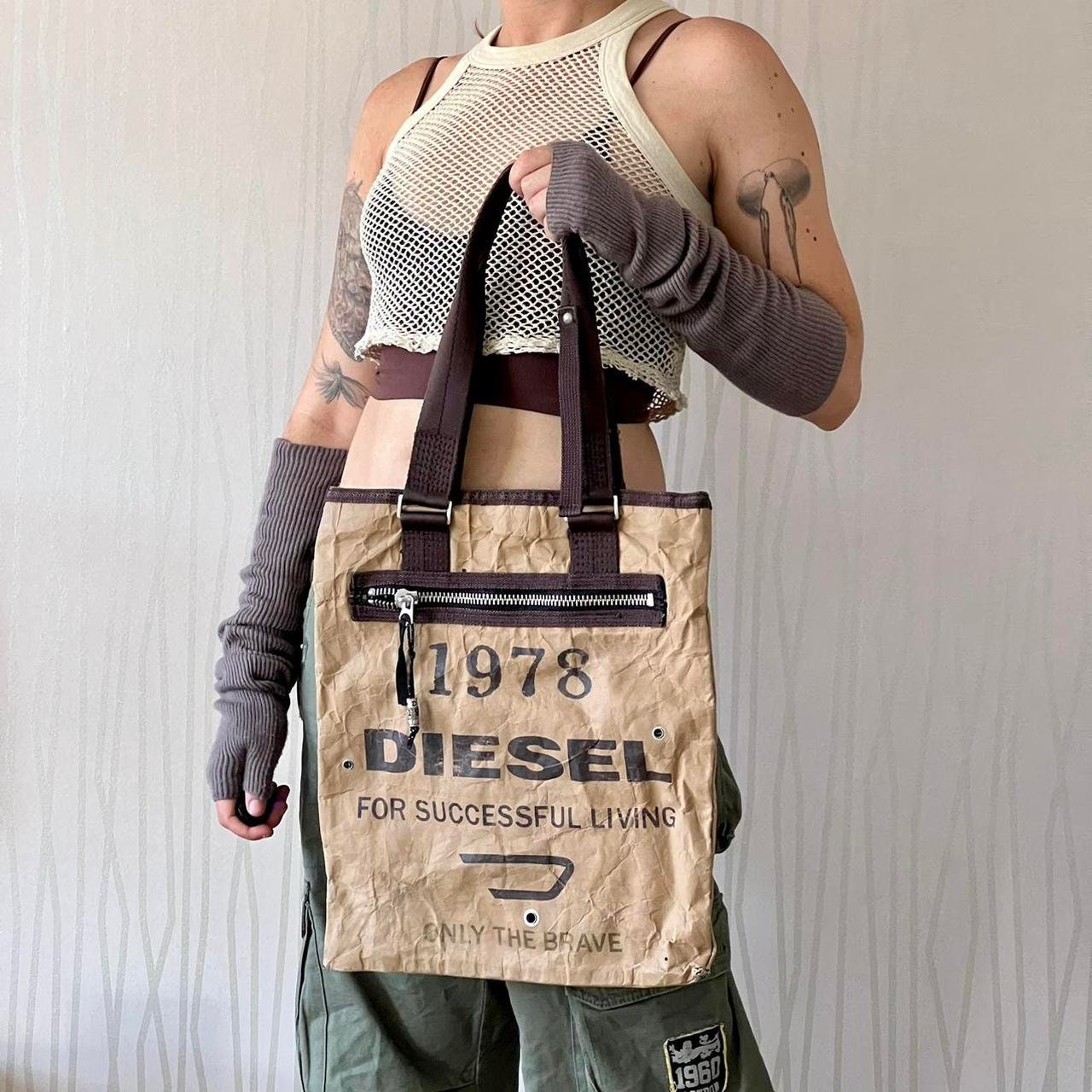 Vintage Diesel Bag Y2K Paper Style Neutral Utility Techwear Tote Bag