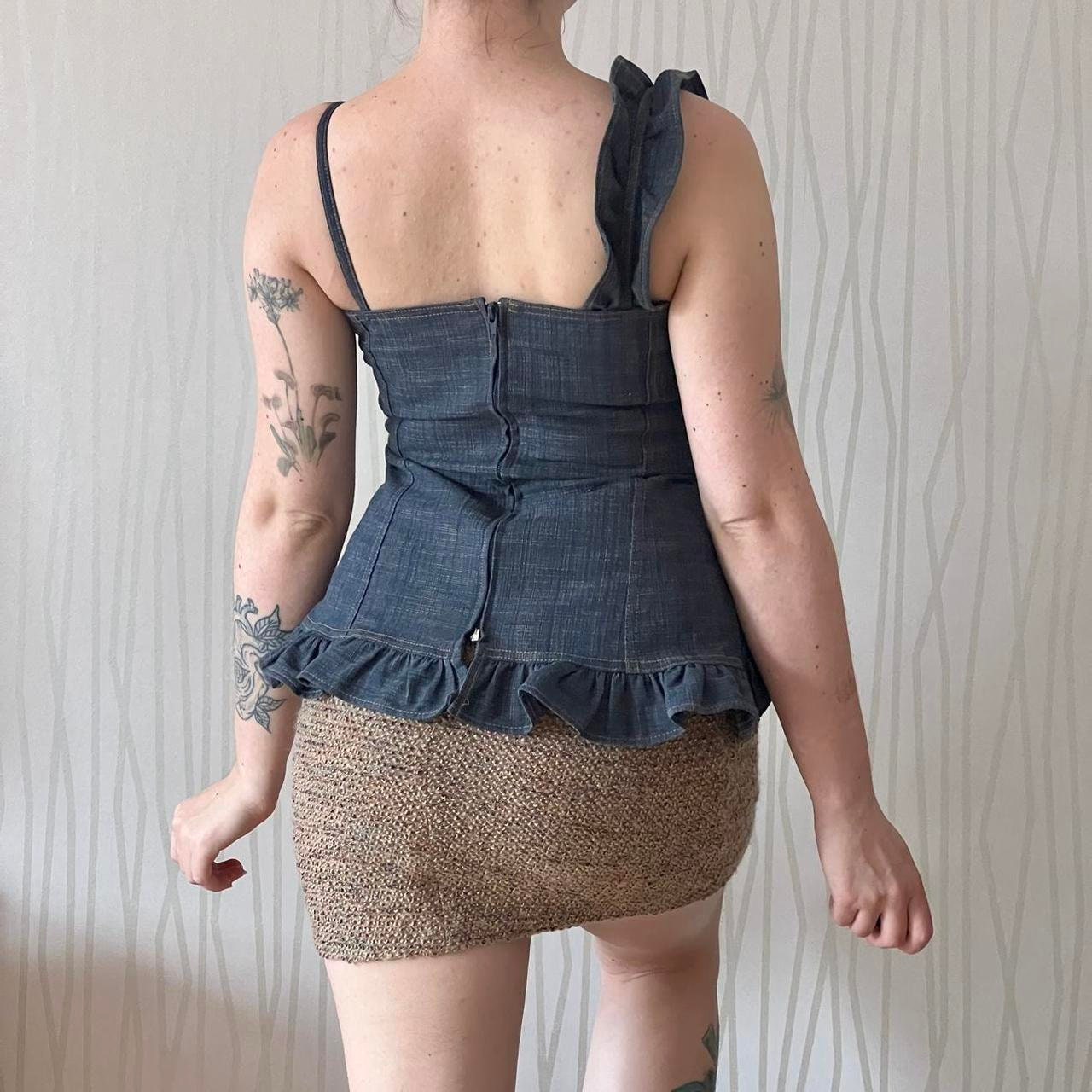 Y2K Bustier Top French Cottonade Sculptural Asymmetrical Avant Garde Denim Bustier Top