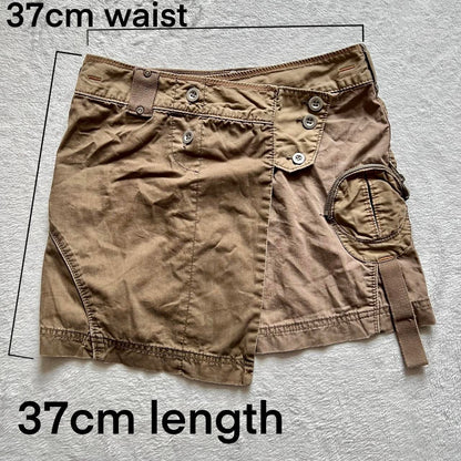 Y2K Miss Sixty Asymmetrical Wrap Mini Skirt – Cargo Pocket Detail