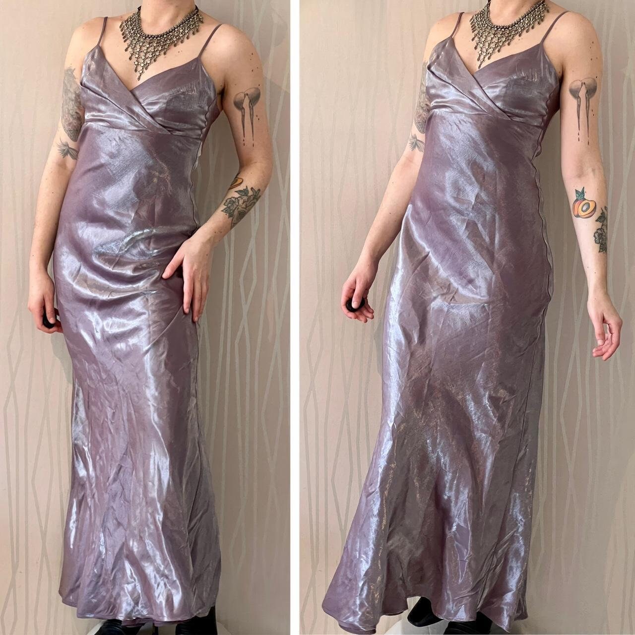 Vintage Satin Look Metallic Fairy Prom Homecoming Formal Dress