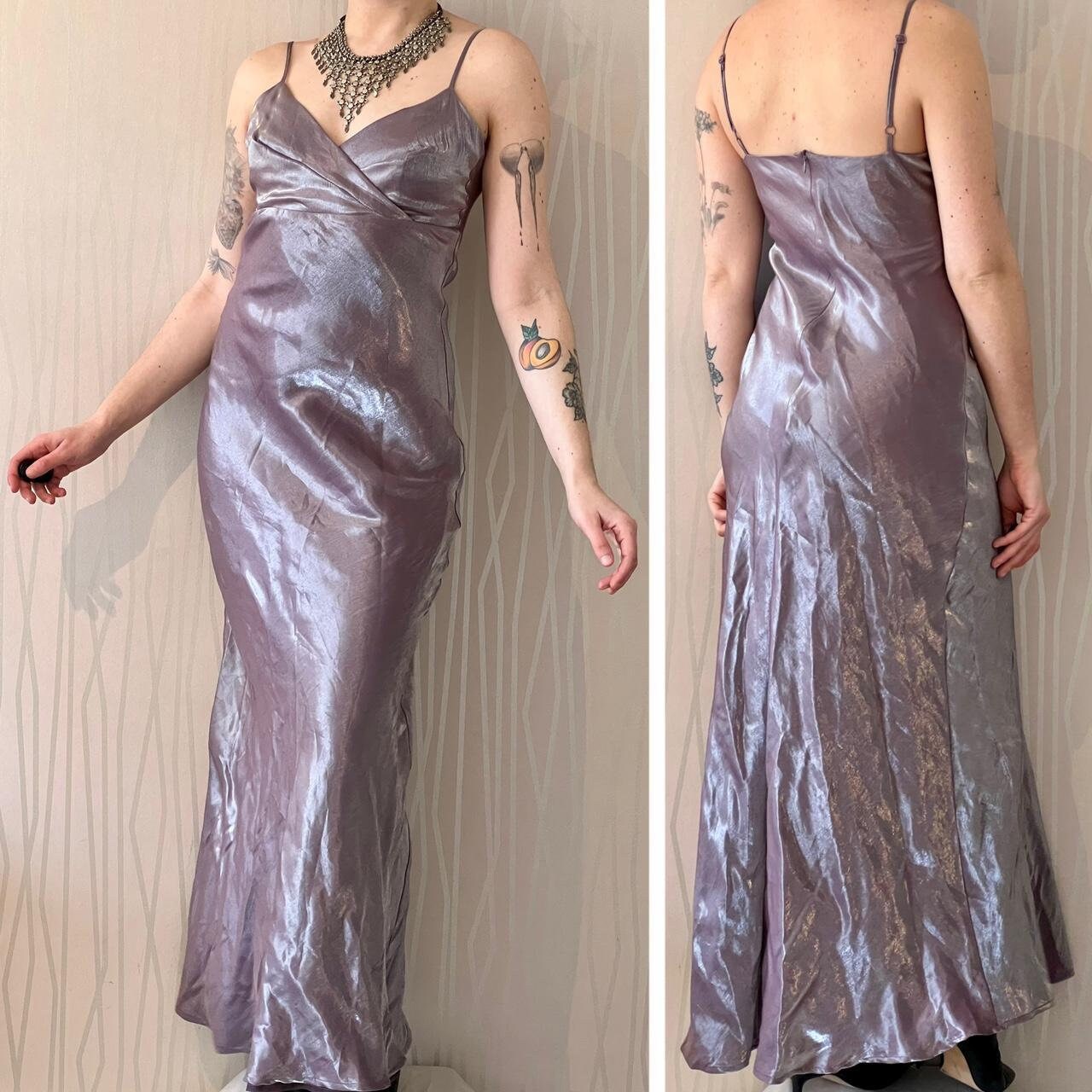 Vintage Satin Look Metallic Fairy Prom Homecoming Formal Dress