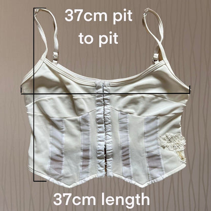 Late 90s / Y2K Omar Piragino Beaded Bustier Top – Mesh Panel Corset