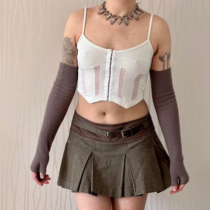 Late 90s / Y2K Omar Piragino Beaded Bustier Top – Mesh Panel Corset