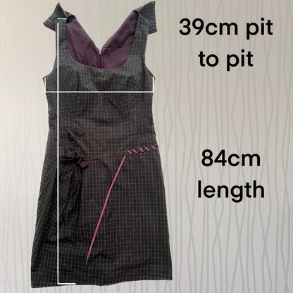 Y2K Cop Copine Lace-Up Pinafore Mini Dress – Grid Print
