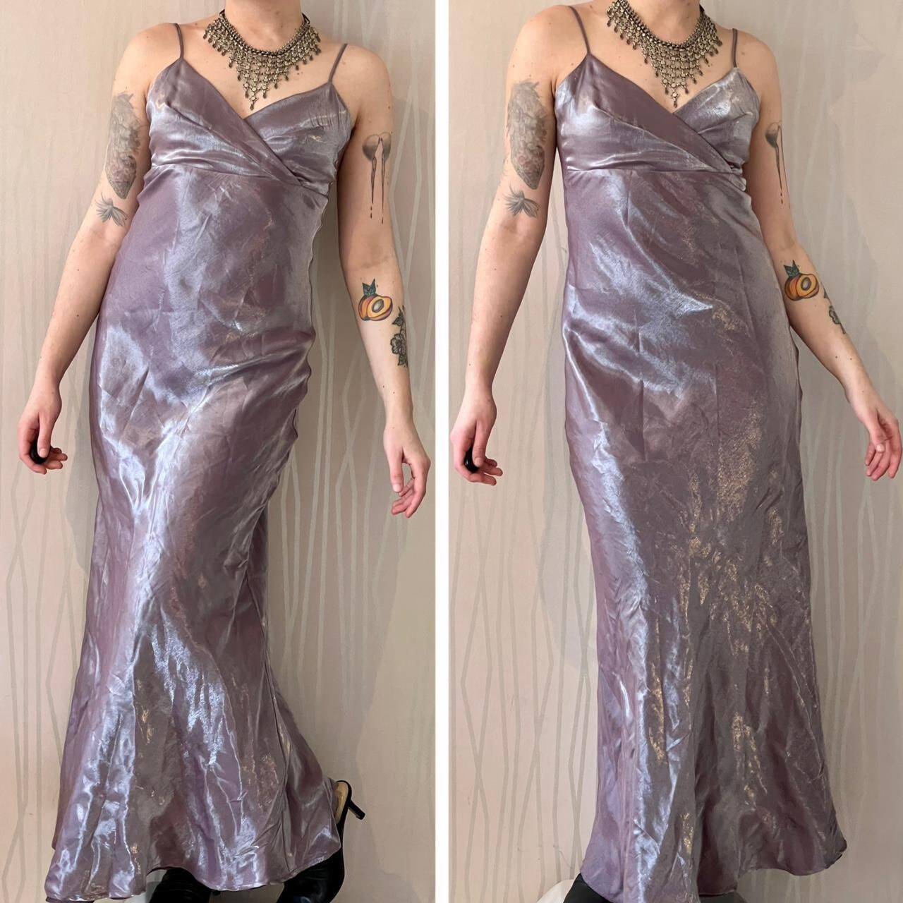 Vintage Satin Look Metallic Fairy Prom Homecoming Formal Dress