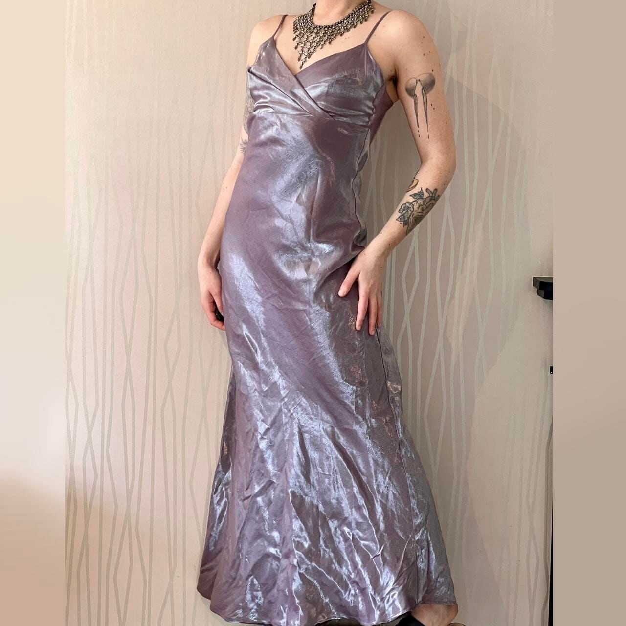 Vintage Satin Look Metallic Fairy Prom Homecoming Formal Dress