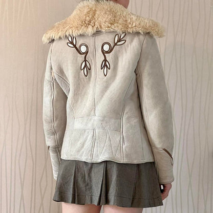 Y2K Diesel Shearling Penny Lane Coat – Embroidered Details