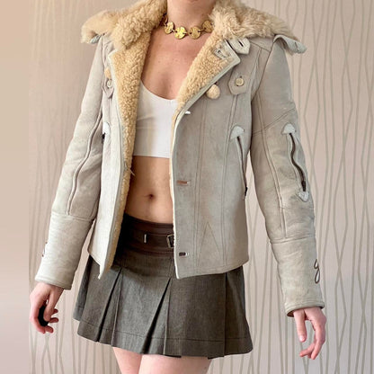 Y2K Diesel Shearling Penny Lane Coat – Embroidered Details