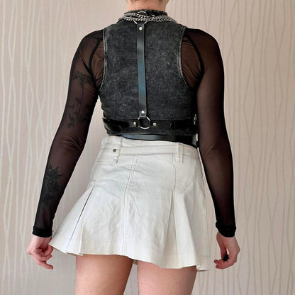 Y2K Miss Sixty Pleated Mini Skirt with Hardware Belt