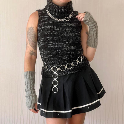 90s French-Made Wool Blend Turtleneck Sweater Vest