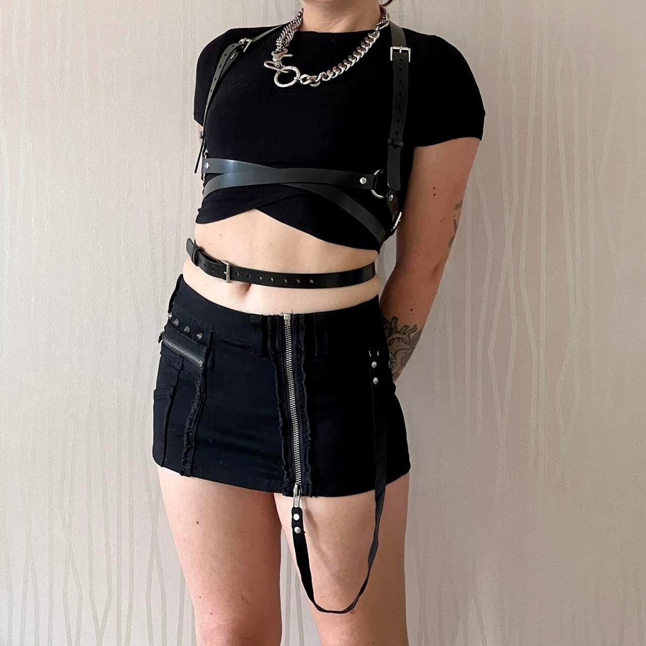 90s Lip Service Cyber Goth Rave Bondage Emo Micro Mini Skirt