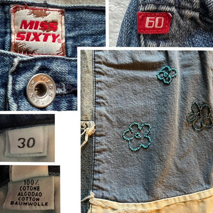 Y2K Miss Sixty Patchwork Crochet Flare Jeans – Altered