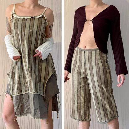 Y2K Enjoy Two-Piece Set – Asymmetrical Tunic &amp; Capri Pants