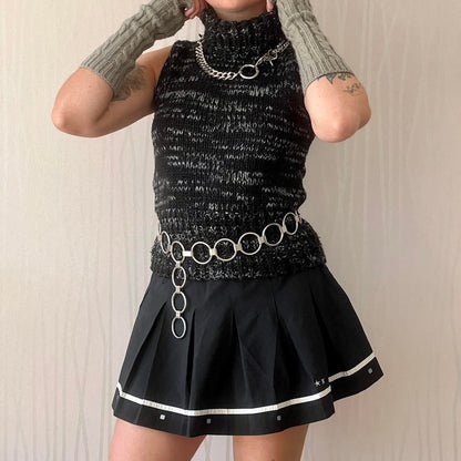 90s French-Made Wool Blend Turtleneck Sweater Vest