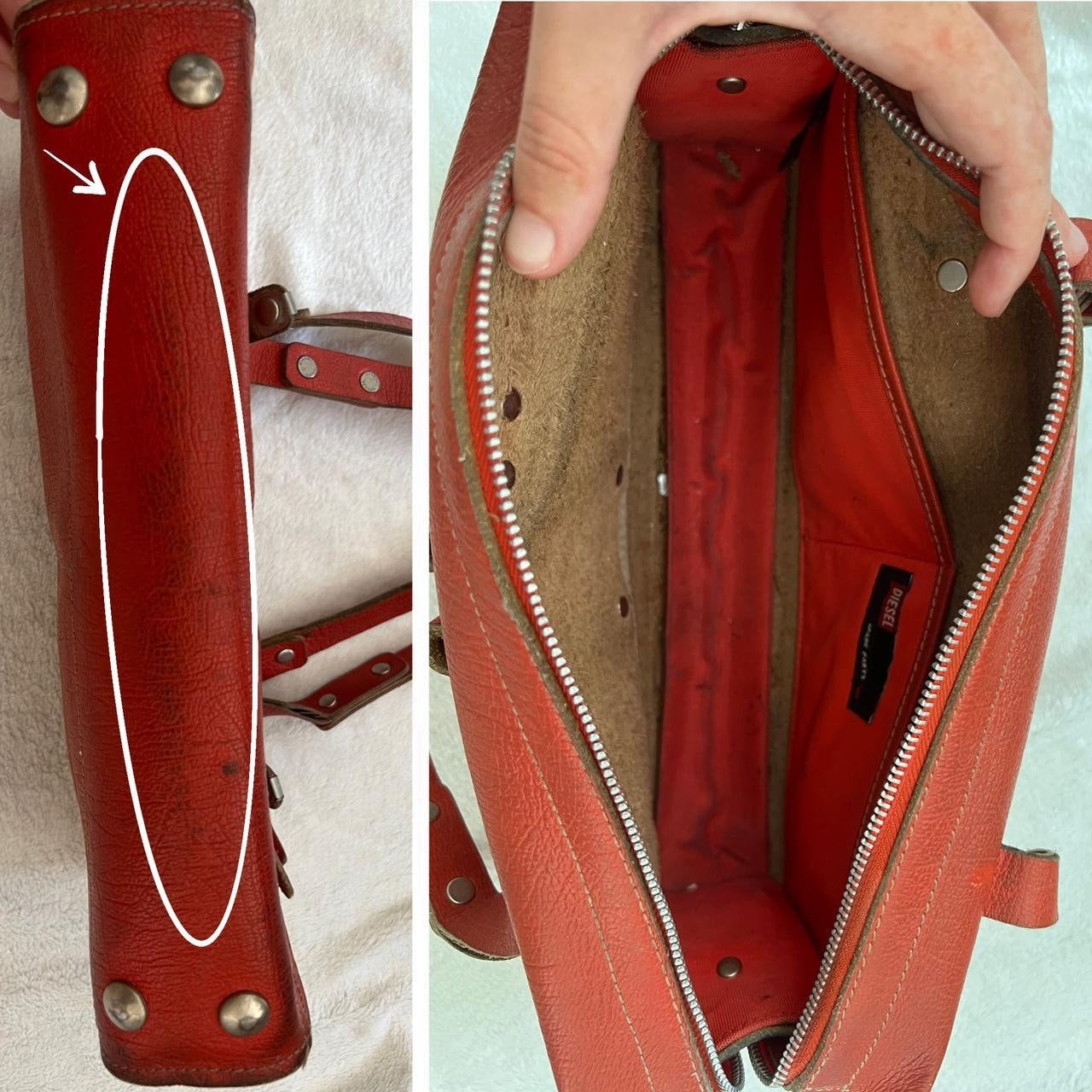 Rare Archive 90's Y2K Leather Diesel Red Baguette Shoulder Bag