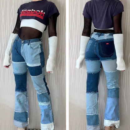 Y2K Miss Sixty Patchwork Crochet Flare Jeans – Altered
