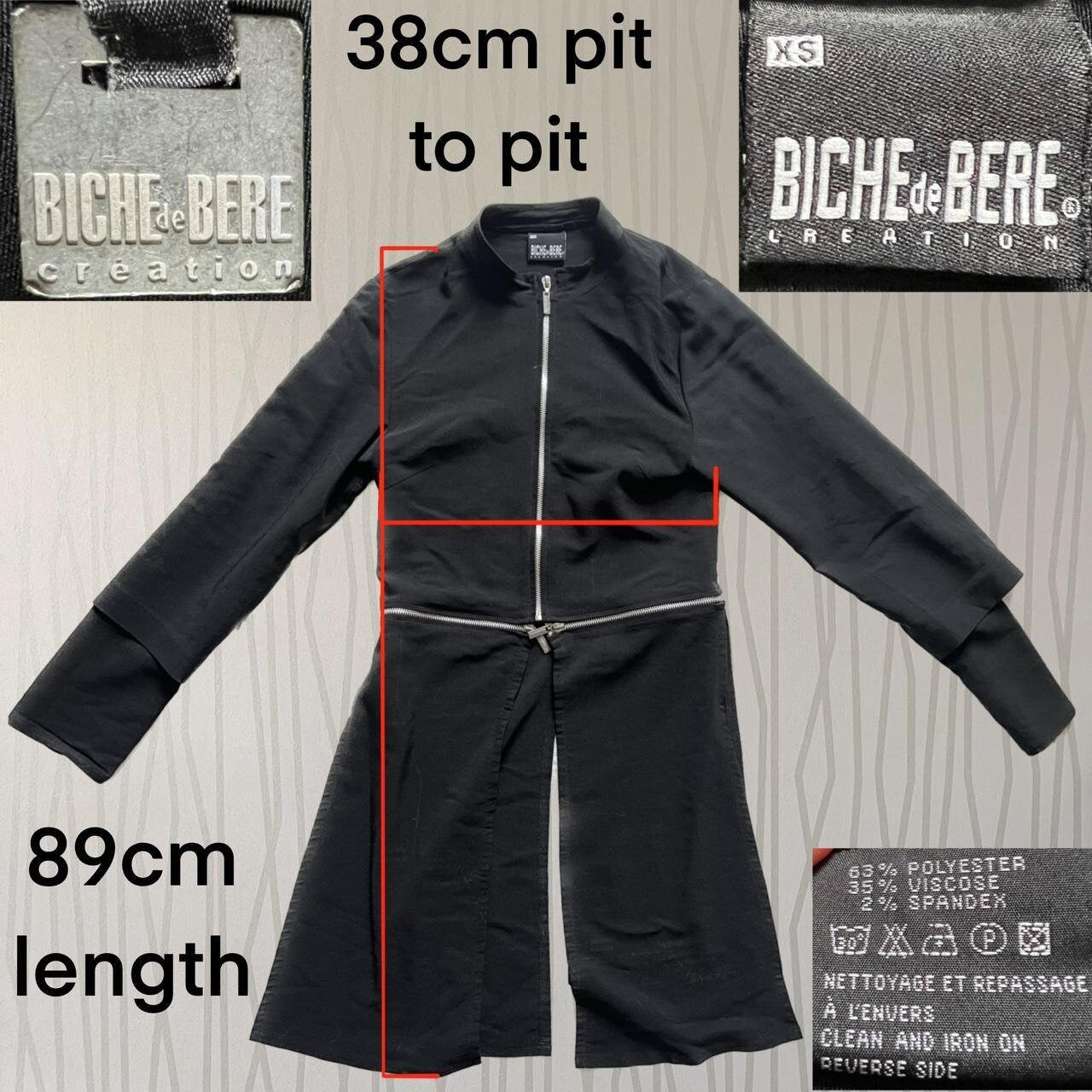 Biche de Bere Jacket Top Y2K Cyber Goth Zipper Tunic