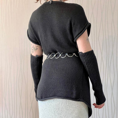 Late 90s / Y2K Cop Copine Knit Gilet with Detachable Sleeves – Longline Vest