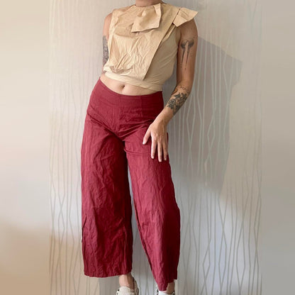Y2K Sarah Pacini Wide Leg Cropped Trousers – Metallic Weave
