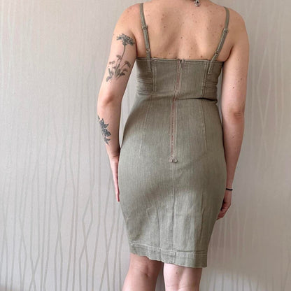Cop Copine Vintage Y2K Bustier Dress Techwear Subversive Basic Denim Bodycon Dress