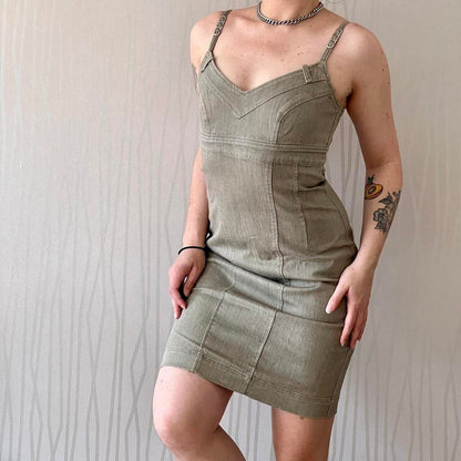 Cop Copine Vintage Y2K Bustier Dress Techwear Subversive Basic Denim Bodycon Dress
