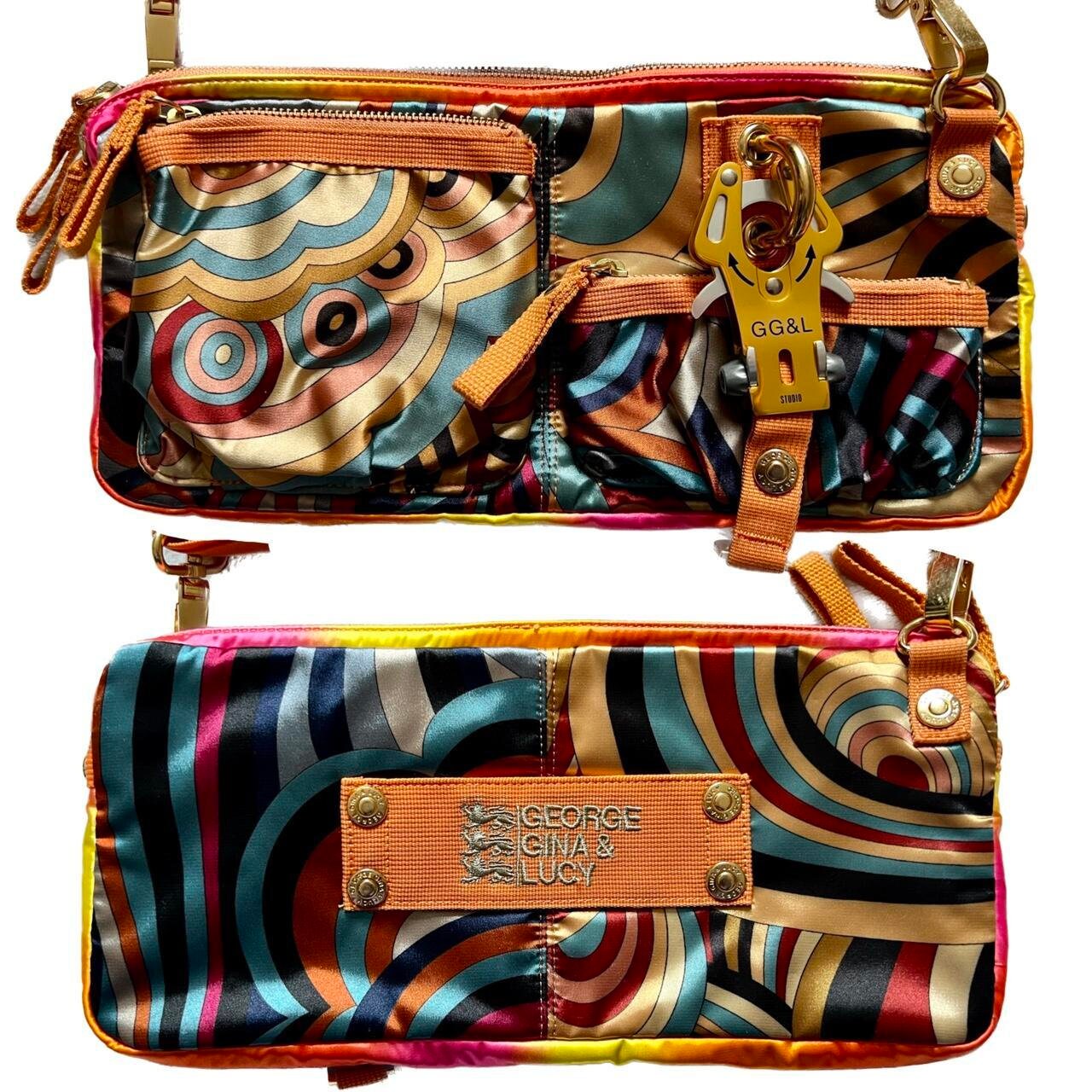 George Gina & Lucy Retro Mini Bag Cyber Y2K 70's Psychedelic Cargo Techwear Satin GGL Bag