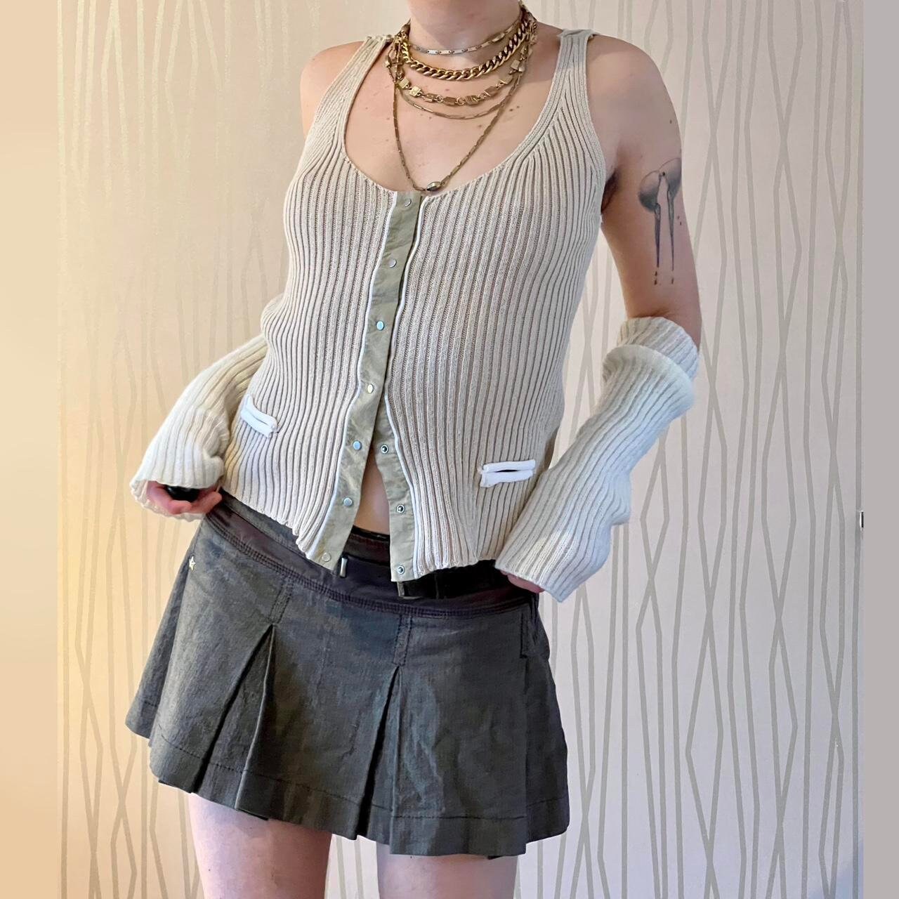 Cop Copine Knit Vest Top Y2K Coquette Layered Knit Snap Up Vest Top