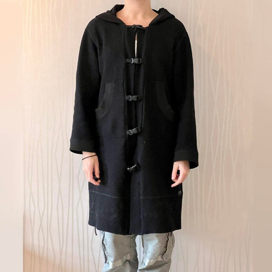 Cop Copine Wool Trench Coat 90’s Utility Techwear Hooded Buckle Unisex Jacket Coat