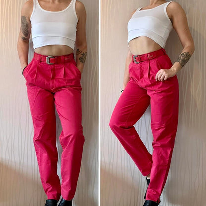 Late 80s / Early 90s Saint Honoré High-Waisted Cigarette Pants & Belt Set