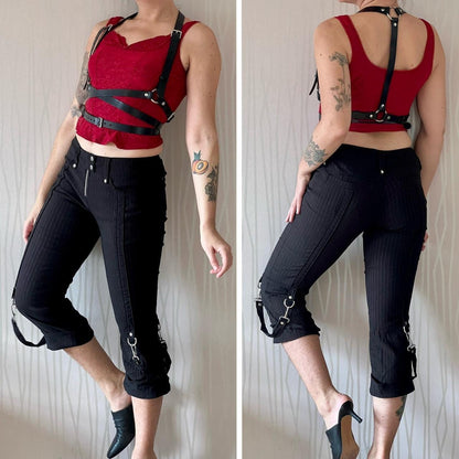 Late 90s / Y2K Lip Service Bondage Capri Pants – Pinstripe Utility