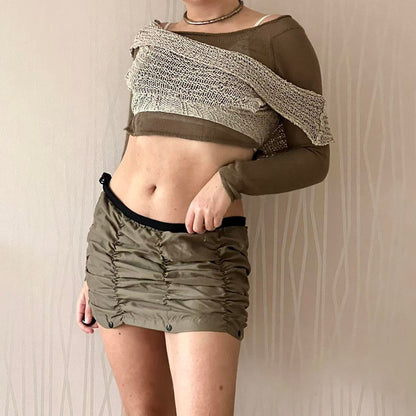 Y2K Kanabeach Modular Gathered Skirt – Snap-Off Parachute Hem