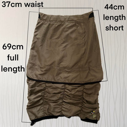 Y2K Kanabeach Modular Gathered Skirt – Snap-Off Parachute Hem