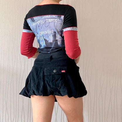 Y2K Miss Sixty Corduroy Balloon Mini Skirt – Cargo Detail