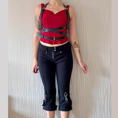 Late 90s / Y2K Lip Service Bondage Capri Pants – Pinstripe Utility