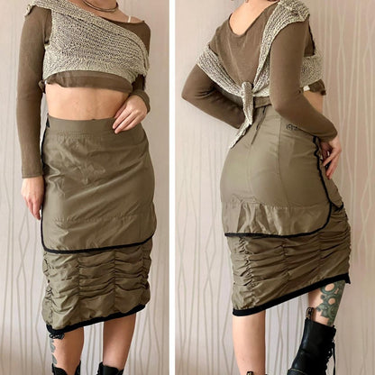 Y2K Kanabeach Modular Gathered Skirt – Snap-Off Parachute Hem