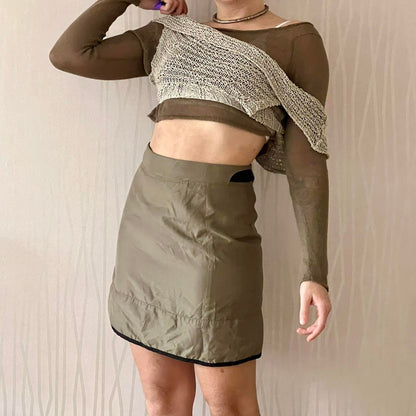 Y2K Kanabeach Modular Gathered Skirt – Snap-Off Parachute Hem