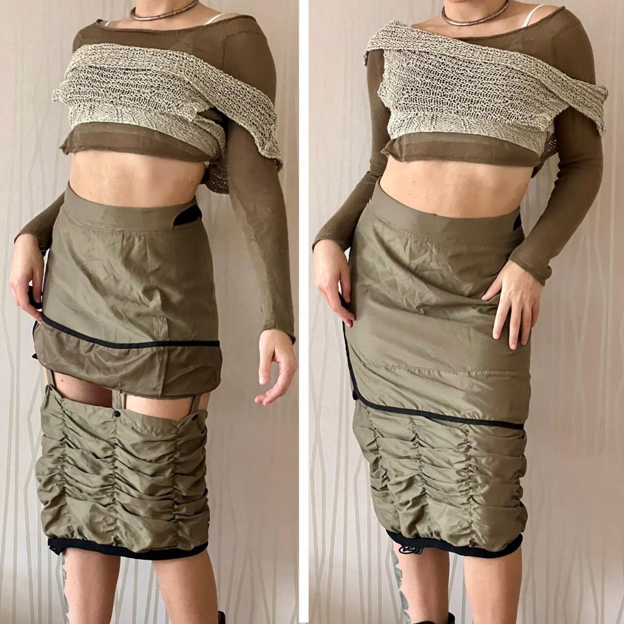 Kanabeach Skirt Y2K Modular Techwear Utility Gorpcore Snap off Gathered Parachute Skirt