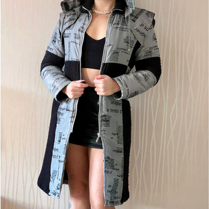 Late 90s / Y2K Biche de Bère Bi-Material Printed Puffer Coat – Detachable Hood