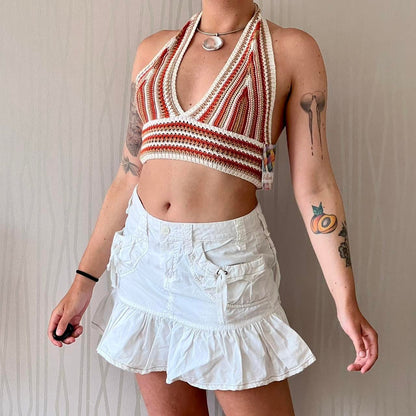 Late 90s / Early Y2K Le Temps des Cerises Cargo Mini Skirt – Ruffle Hem