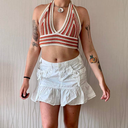 Late 90s / Early Y2K Le Temps des Cerises Cargo Mini Skirt – Ruffle Hem
