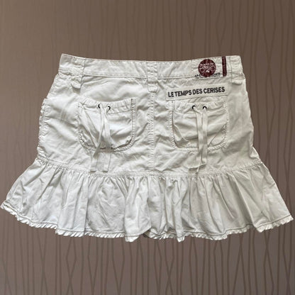 Late 90s / Early Y2K Le Temps des Cerises Cargo Mini Skirt – Ruffle Hem