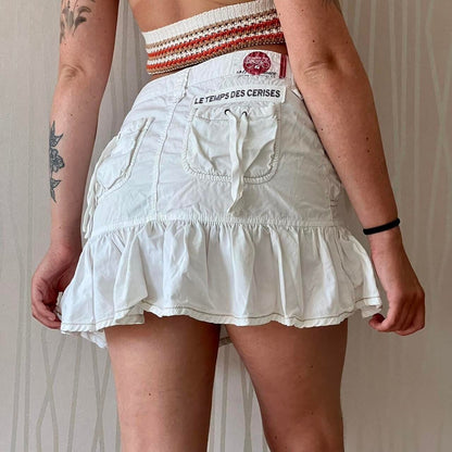 Late 90s / Early Y2K Le Temps des Cerises Cargo Mini Skirt – Ruffle Hem