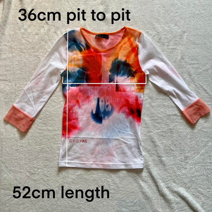 Late 90s Cop Copine Graphic Mesh Top – Abstract Print