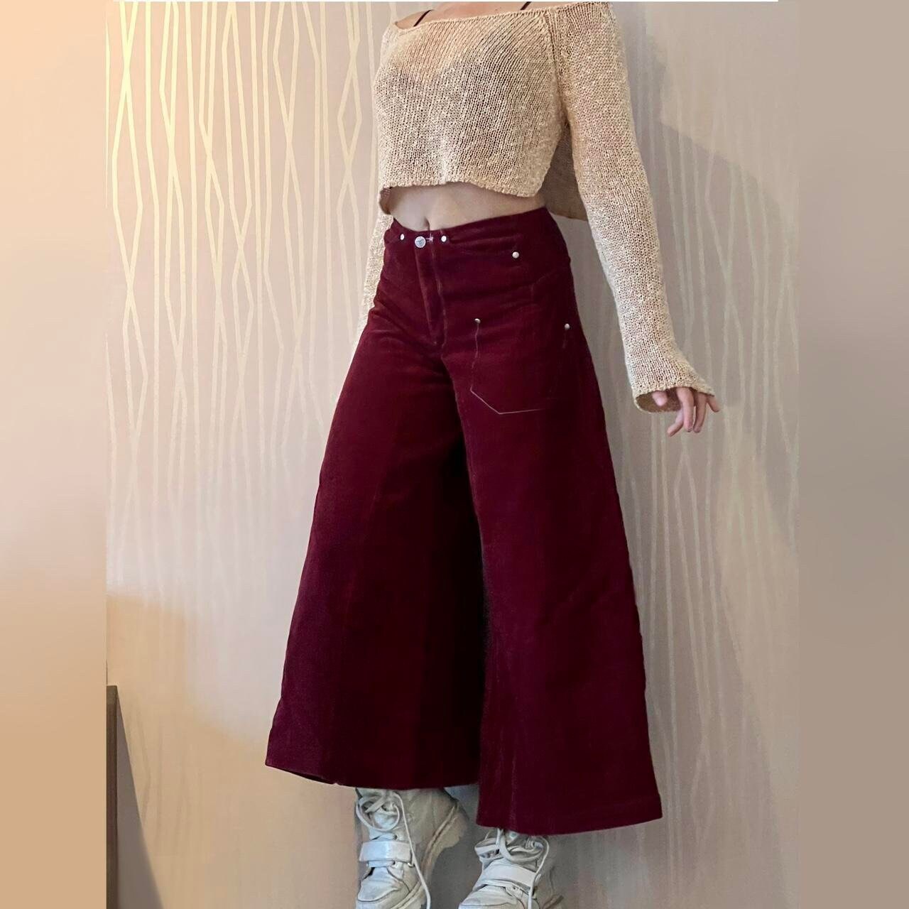 Wide Leg Corduroy Pants Y2K Les Petites Bombes Contrast Stitch Retro Flare Pants