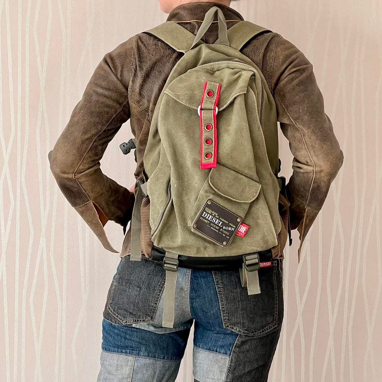 Vintage Diesel Bag Cargo Backpack Utility Techwear Canvas Backpack School Bag Work Bag Tactical Military Bag