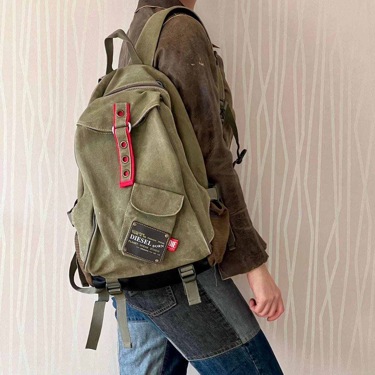 Vintage Diesel Bag Cargo Backpack Utility Techwear Canvas Backpack School Bag Work Bag Tactical Military Bag